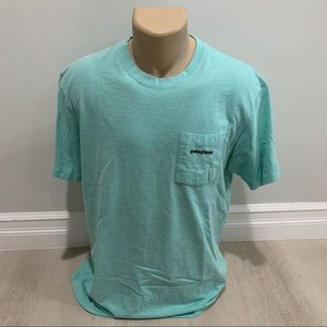 PATAGONIA Pocket T Shirt with Back Logo Teal Size Large L